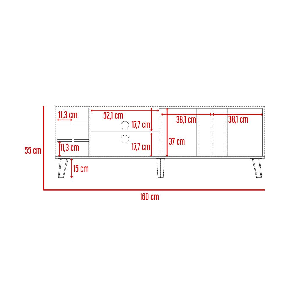 Rack Tv 65" Con Seis Botelleros Dos Puertas, Beige