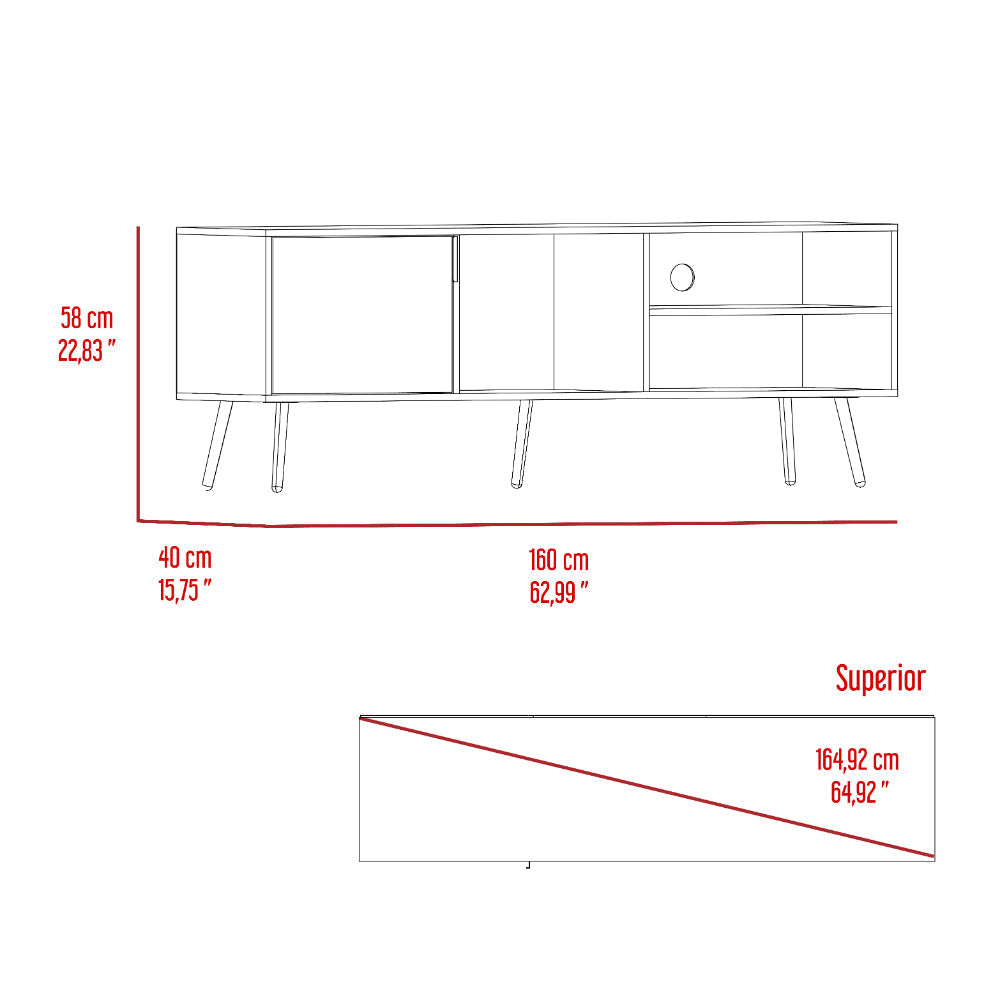 Rack Tv Vulanno 65" Arupo, Con Una Puerta Abatible