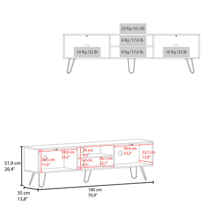 Rack Vassel Z-180, Duna Y Blanco, Con Capacidad Para Televisor De 80"