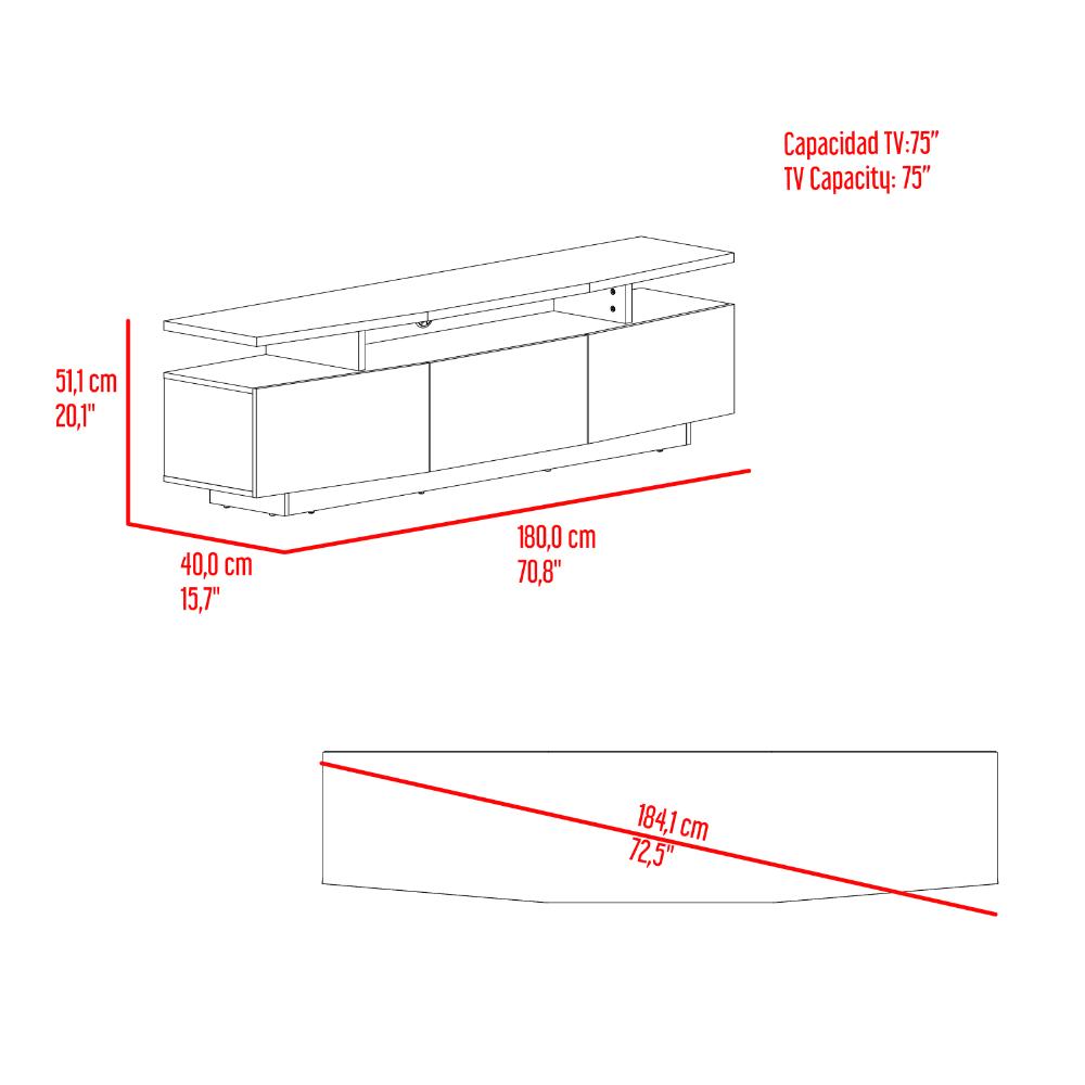 Mesa Para Tv Serena, Blanco Duqueza y Fresno Europeo, Para Televisor Hasta 65"