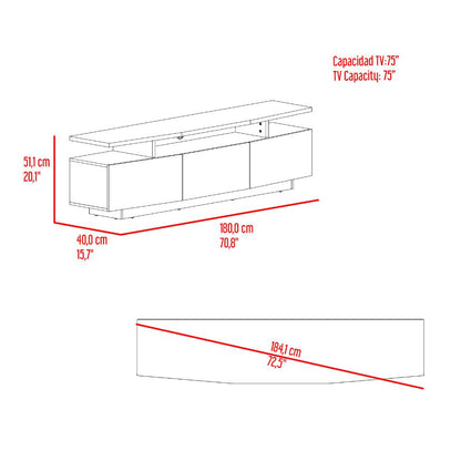 Mesa Para Tv Serena, Blanco Duqueza y Fresno Europeo, Para Televisor Hasta 65"
