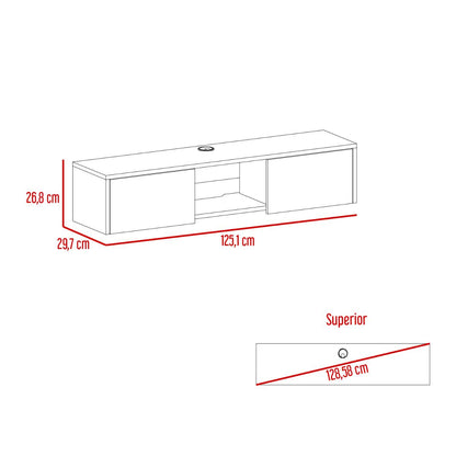 Panel Tv Gleid 49" Café Claro, Con Dos Puertas Abatibles