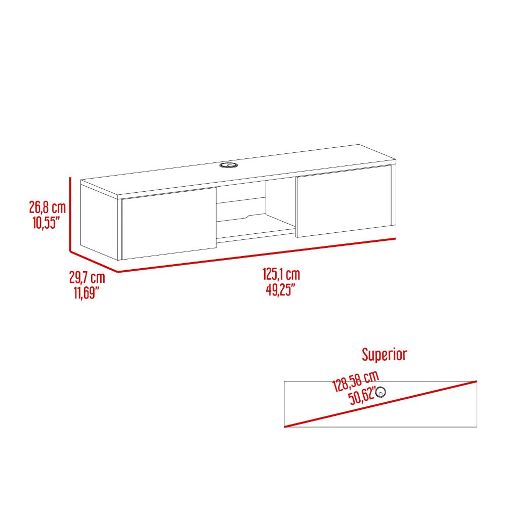 Mesa Para Tv Flotante Gleid, Blanco Duqueza, con Dos Puertas Abatibles