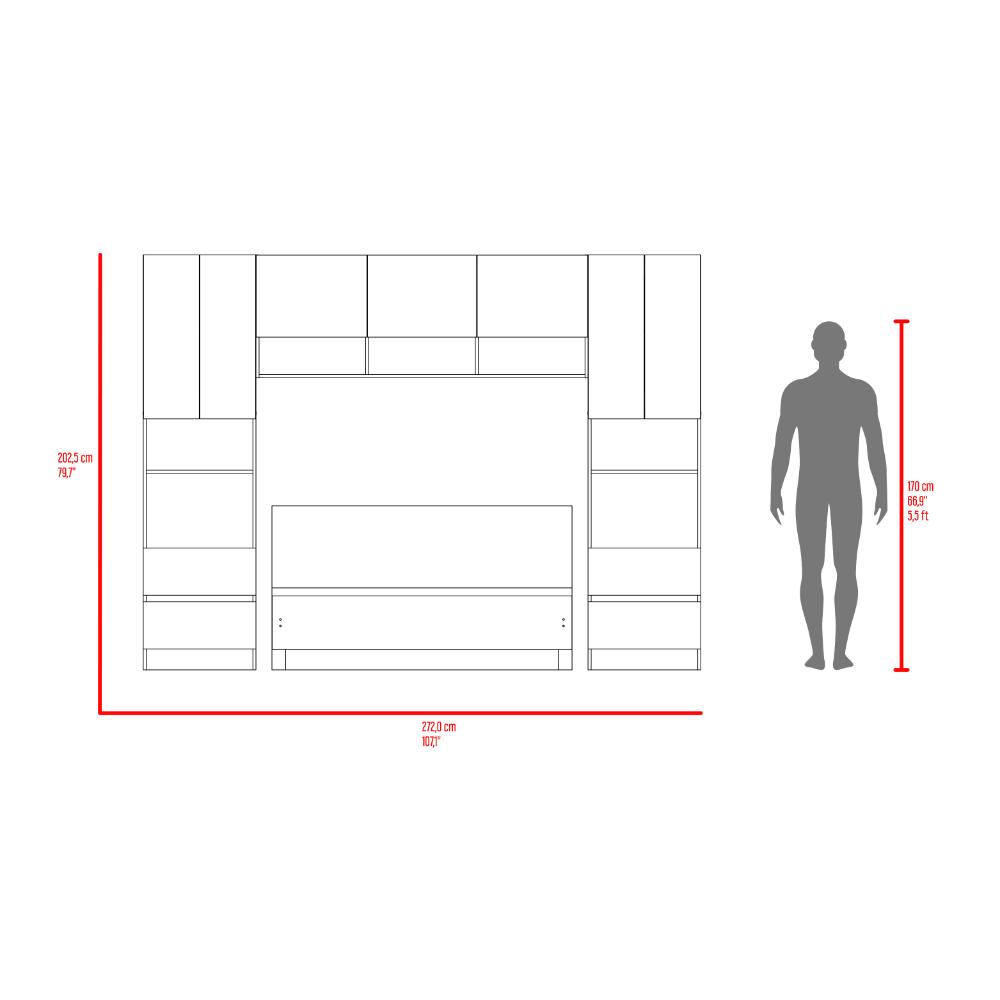 Cama con Closet Deni, Milan y Capri, incluye tendido de tablas y closet con  amplios espacios de almacenamiento
