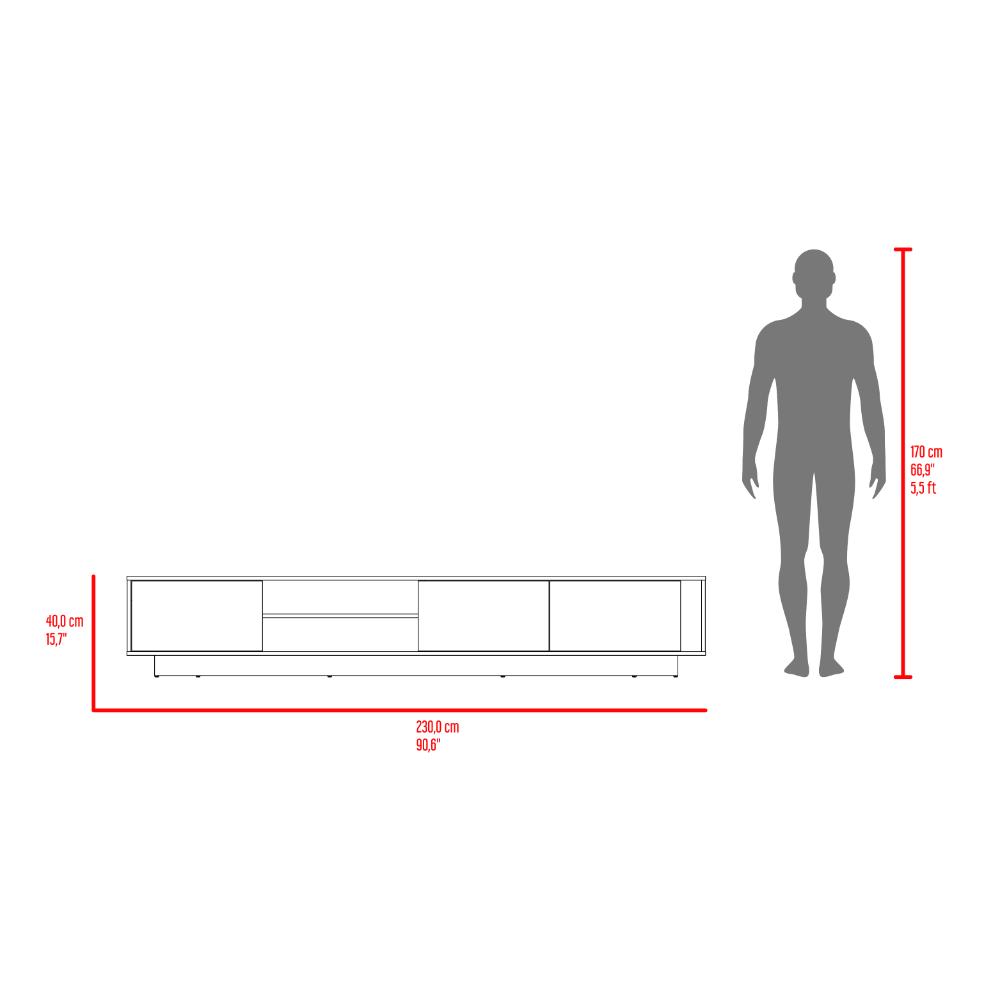 Mesa Para Tv Maldivas, Fresno Europeo y Capri, Para Televisor de Hasta 85 Pulgadas con tres puertas