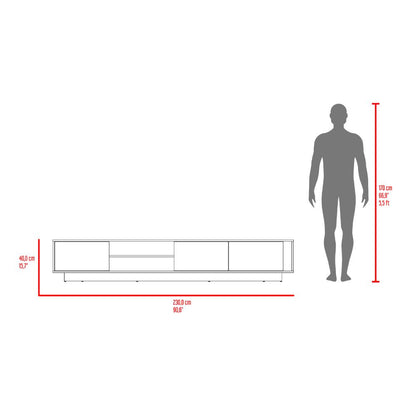 Mesa Para Tv Maldivas, Fresno Europeo y Capri, Para Televisor de Hasta 85 Pulgadas con tres puertas