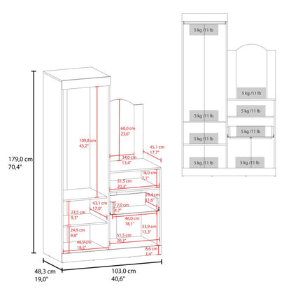 Closet Comoda Con Espejo Tres Puertas Un Cajon, Café Claro
