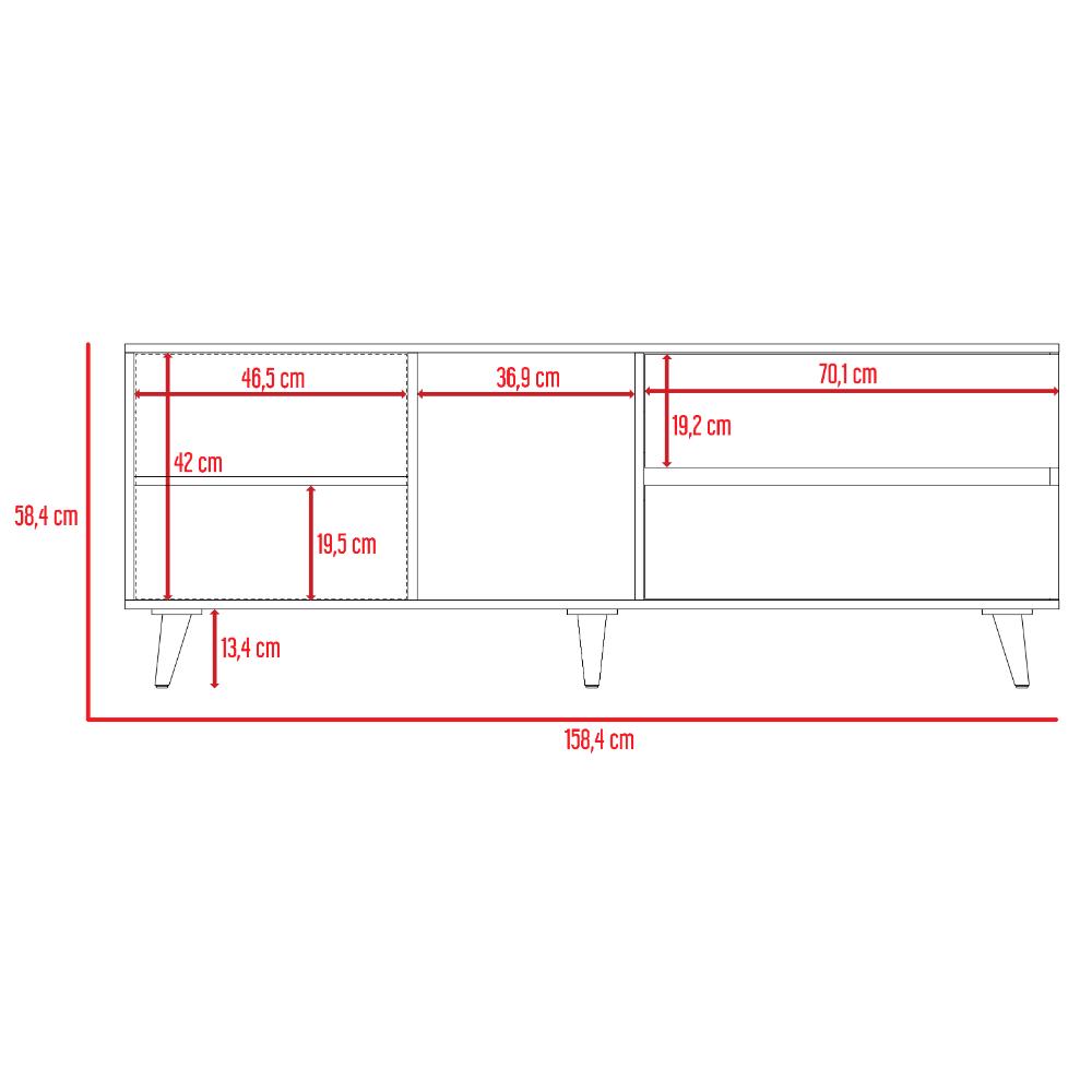 Mesa Para Tv Bored, Beige y Blanco, con Espacio Para Televisor de Hasta 60 Pulgadas