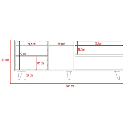 Mesa Para Tv Bored, Beige y Blanco, con Espacio Para Televisor de Hasta 60 Pulgadas