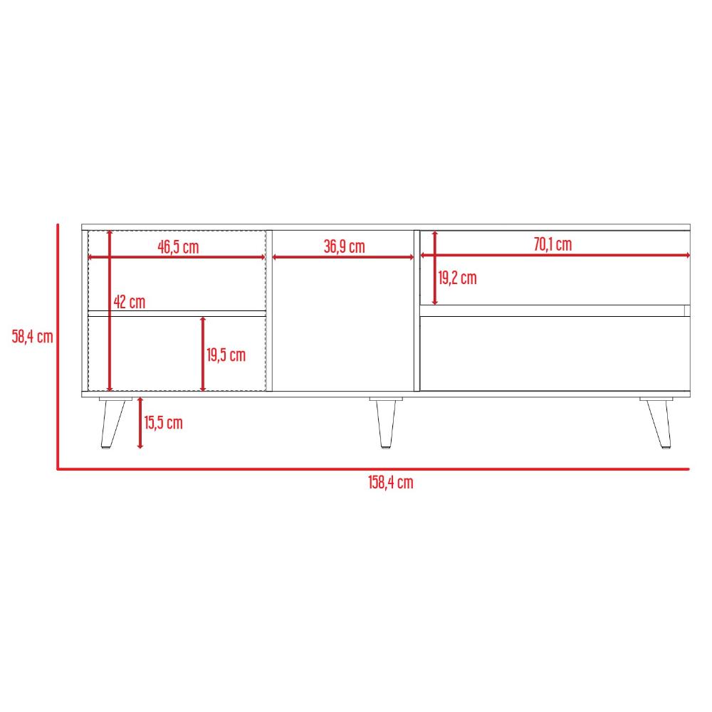 Mesa Para Tv Nashira, Fresno Europeo y Plata Oscuro, con Espacio Para Televisor de Hasta 65 Pulgadas