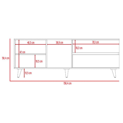 Mesa Para Tv Nashira, Fresno Europeo y Plata Oscuro, con Espacio Para Televisor de Hasta 65 Pulgadas