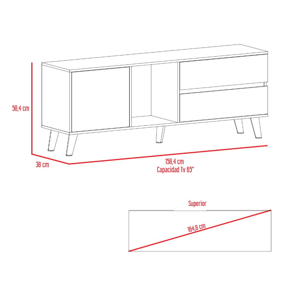 Mesa Para Tv Nashira, Fresno Europeo y Plata Oscuro, con Espacio Para Televisor de Hasta 65 Pulgadas
