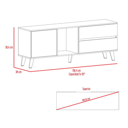 Mesa Para Tv Nashira, Fresno Europeo y Plata Oscuro, con Espacio Para Televisor de Hasta 65 Pulgadas