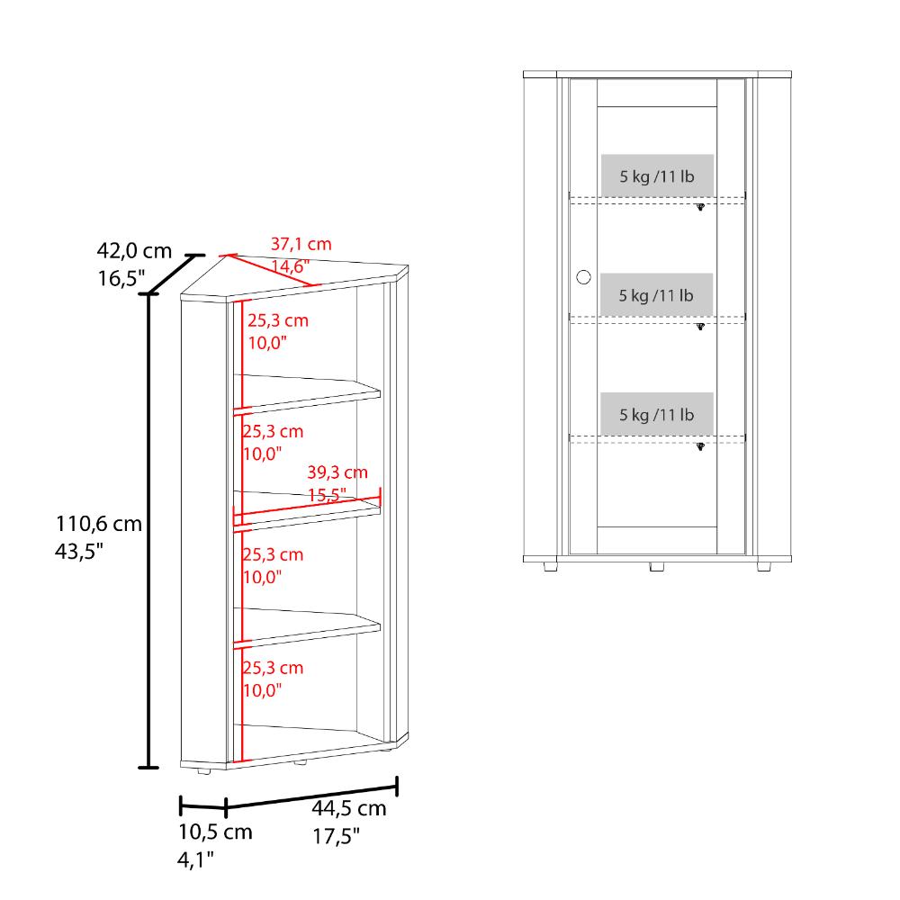 Vitrina Esquinera Genova Una Puerta Vidrio, Blanco