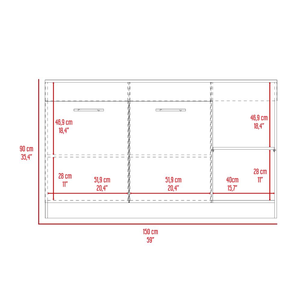 Barra Auxiliar De Cocina Luna Dos Puertas, Milan y Blanco