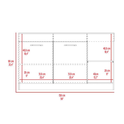 Barra Auxiliar De Cocina Luna Dos Puertas, Milan y Blanco