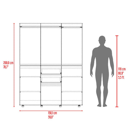 Closet Siruela 150, Bardolino y Blanco, con Seis Puertas y Gran Capacidad de Almacenamiento