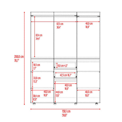 Closet Siruela 150, Fresno Europeo y Wengue, con Seis Puertas y Gran Capacidad de Almacenamiento