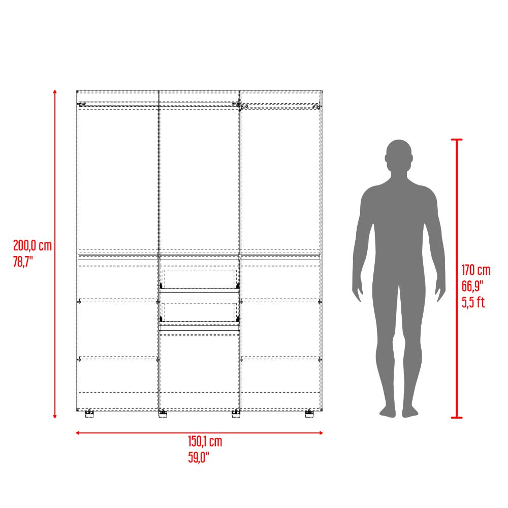 Closet Siruela 150, Fresno Europeo y Wengue, con Seis Puertas y Gran Capacidad de Almacenamiento