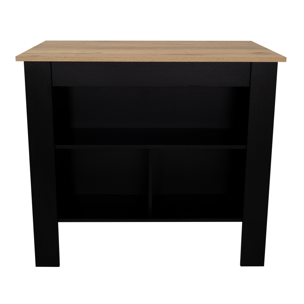 Mesa De Cocina Cala, Wengue y Duna, con entrepaños para colocar objetos de cocina