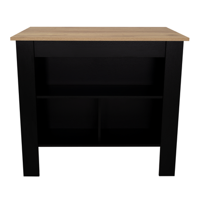 Mesa De Cocina Cala, Wengue y Duna, con entrepaños para colocar objetos de cocina