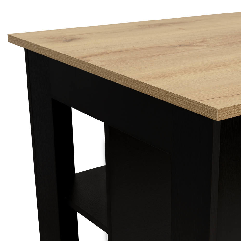 Mesa De Cocina Cala, Wengue y Duna, con entrepaños para colocar objetos de cocina