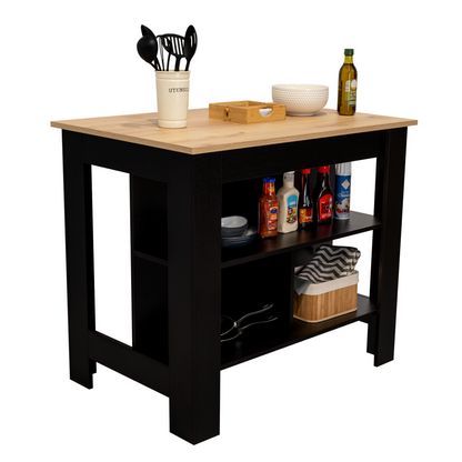 Isla De Cocina Fm 009N Negro Y Café Claro
