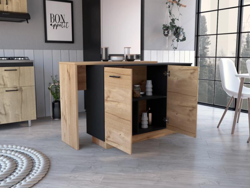 Isla de Cocina Sicilia, Duna y Wengue, con Dos Puertas Batientes