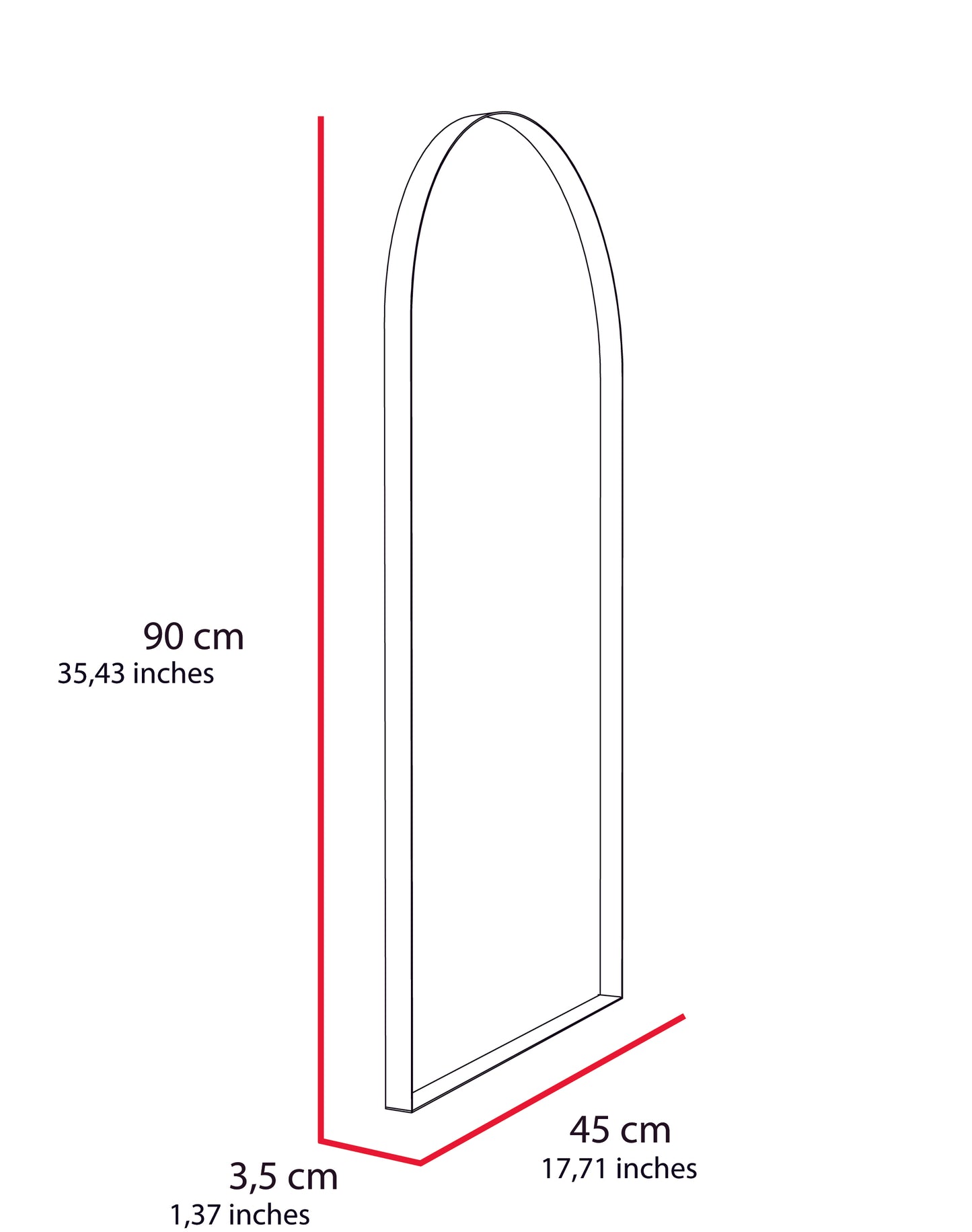 Espejo Goliat, con forma rectangular