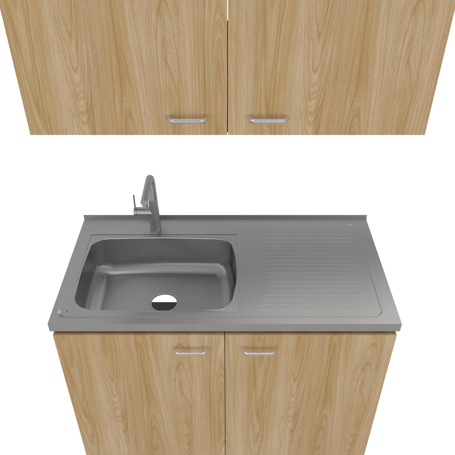 Mueble De Cocina Napoles Completo, Incluye Mueble Inferior - Mueble Superior Incluye Lavaplatos Izquierdo, Fresno y Wengue