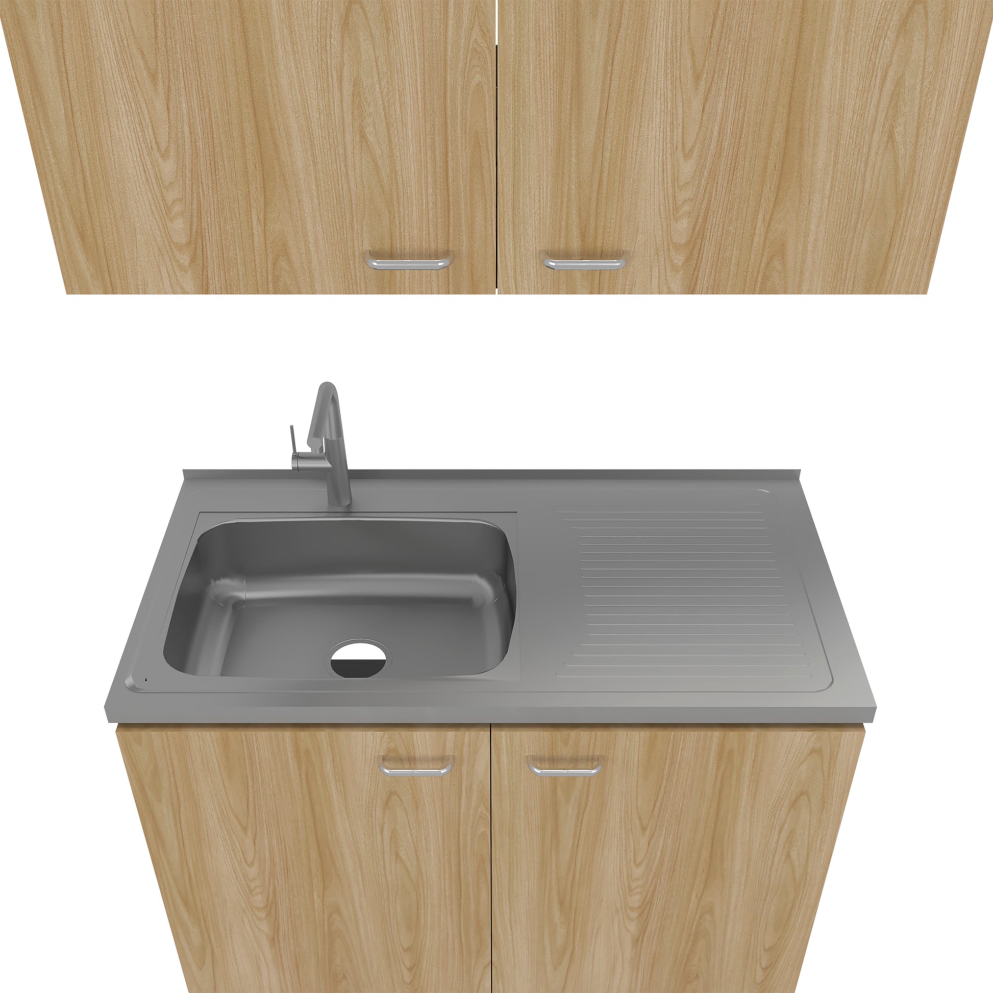 Mueble De Cocina Napoles Completo, Incluye Mueble Inferior - Mueble Superior Incluye Lavaplatos Izquierdo, Fresno y Wengue