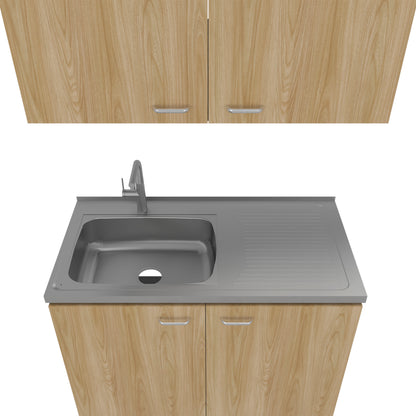 Mueble De Cocina Napoles Completo, Incluye Mueble Inferior - Mueble Superior Incluye Lavaplatos Izquierdo, Fresno y Wengue