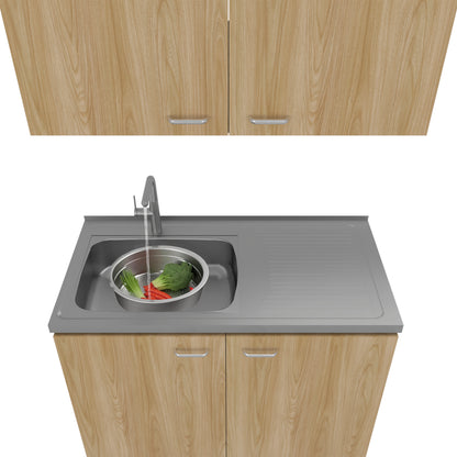 Mueble De Cocina Napoles Completo, Incluye Mueble Inferior - Mueble Superior Incluye Lavaplatos Izquierdo, Fresno y Wengue