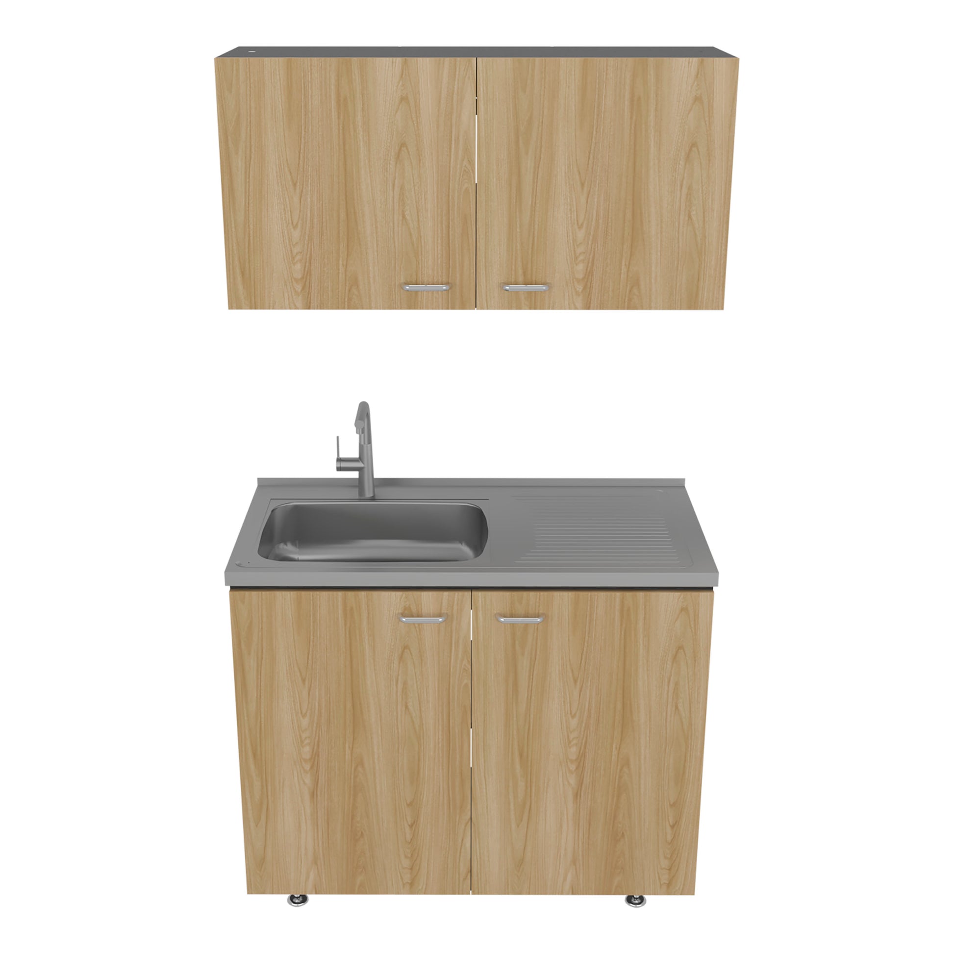 Mueble De Cocina Napoles Completo, Incluye Mueble Inferior - Mueble Superior Incluye Lavaplatos Izquierdo, Fresno y Wengue