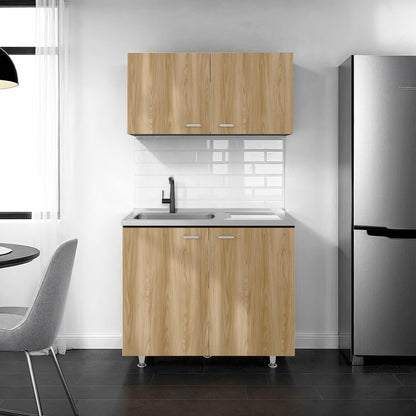 Mueble De Cocina Napoles Completo, Incluye Mueble Inferior - Mueble Superior Incluye Lavaplatos Izquierdo, Fresno y Wengue