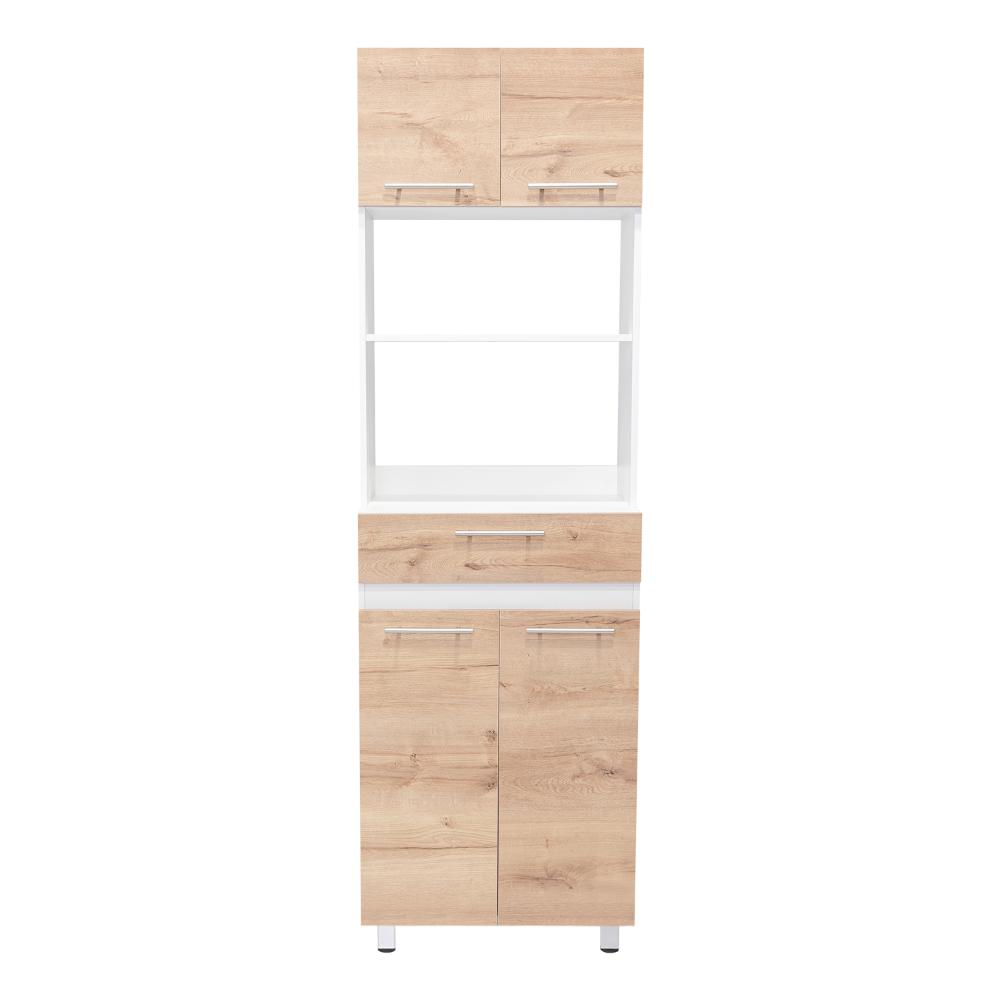 Módulo Microondas Prada 2, Café Claro y Blanco, con Rodachinas y Variedad de Entrepaños Fld (vista 9)