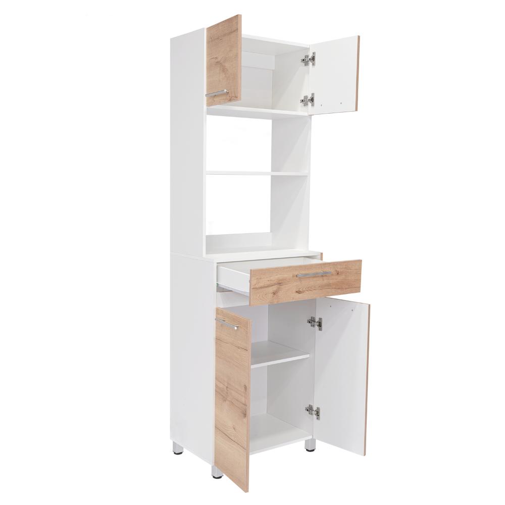Módulo Microondas Prada 2, Café Claro y Blanco, con Rodachinas y Variedad de Entrepaños Fld (vista 8)