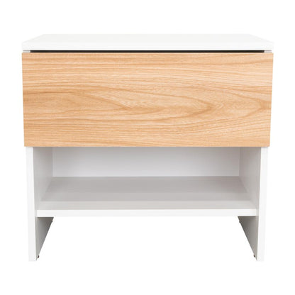 Velador Light, Fresno Europeo y Blanco, con superficie para objetos decorativos (vista 7)