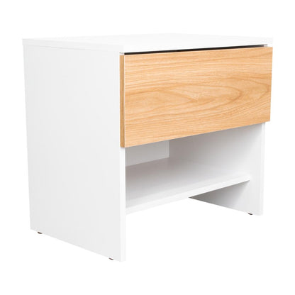Velador Light, Fresno Europeo y Blanco, con superficie para objetos decorativos (vista 5)