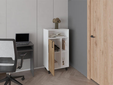 Archivador Bryce, Blanco Duqueza y Fresno Europeo, con una puerta abatible