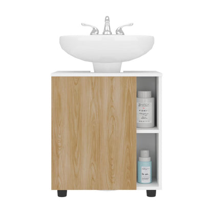 Mueble Para Lavamanos Pascuale Una Puerta, Blanco Y Fresno