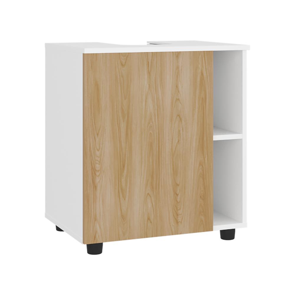 Mueble Para Lavamanos Pascuale Una Puerta, Blanco Y Fresno