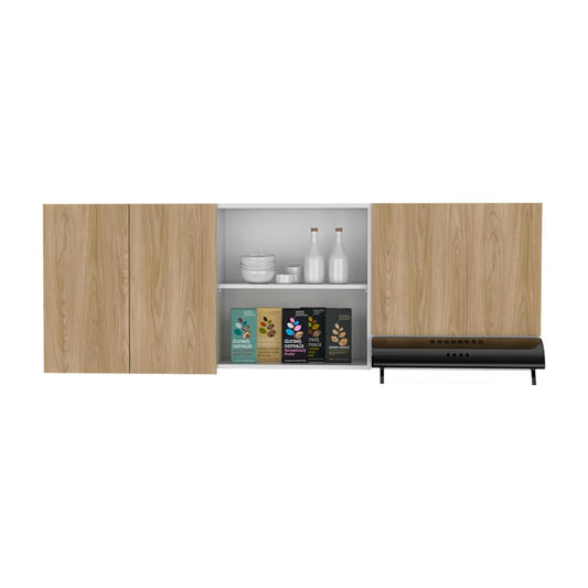 Gabinete Superior Boreal, Blanco Duqueza y Fresno Europeo, Incluye locero y platero