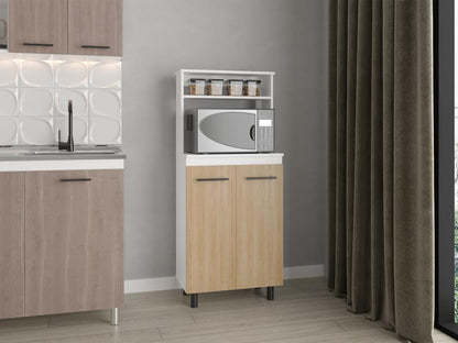 Mueble Microondas Sedona, Blanco Mqz y Fresno Europeo