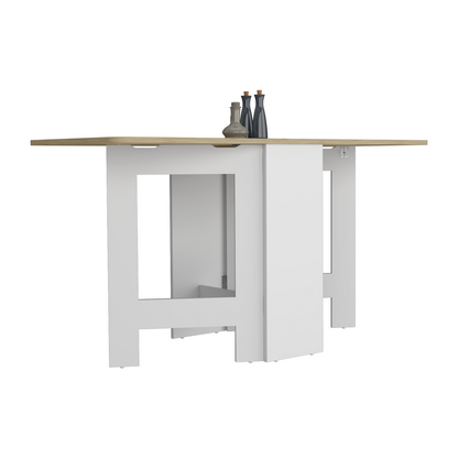 Mesa Plegable Fm 001B, Blanco Y Café Claro