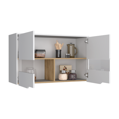 Mueble Superior Soler, Blanco y Macadamia, con Gran Capacidad de Almacenamiento