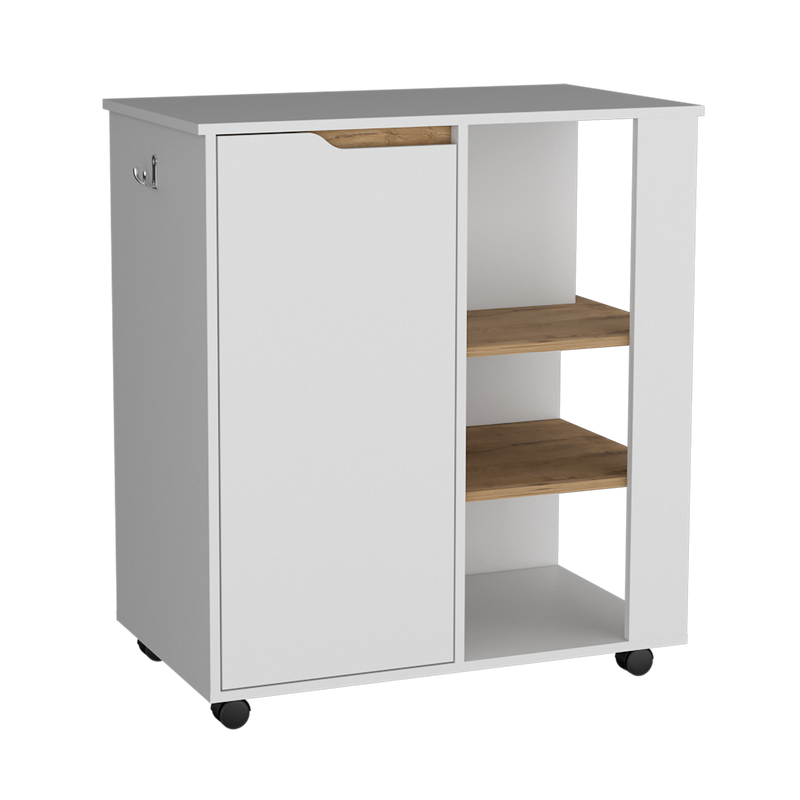 Mueble Microondas Soler, Blanco y Macadamia, con espacio para colocar horno microondas