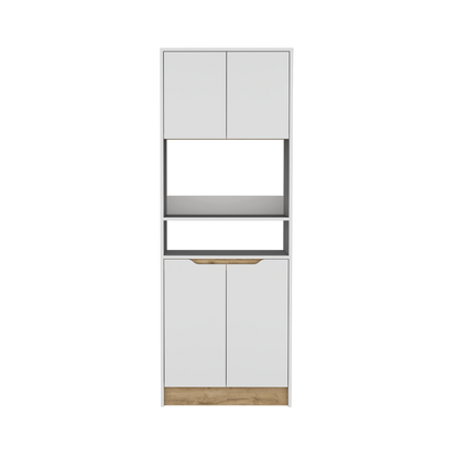 Mueble Microondas  Cuatro Puertas Fm 008B Blanco Y Café Claro