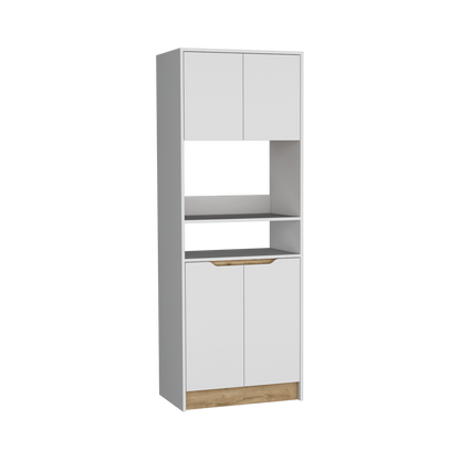 Mueble Microondas  Cuatro Puertas Fm 008B Blanco Y Café Claro
