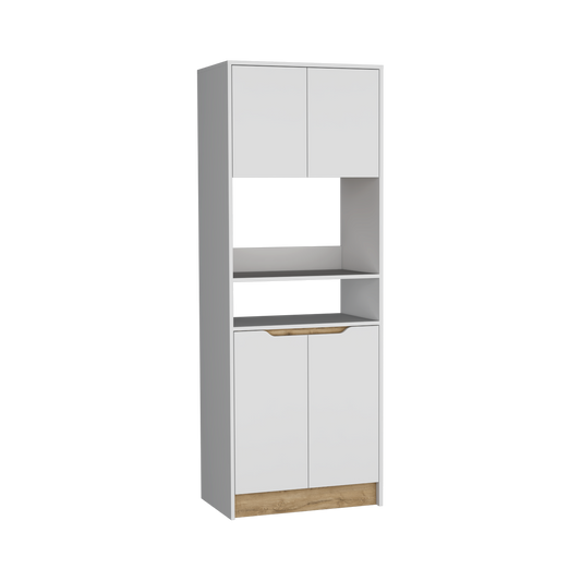 Mueble Microondas  Cuatro Puertas Fm 008B Blanco Y Café Claro